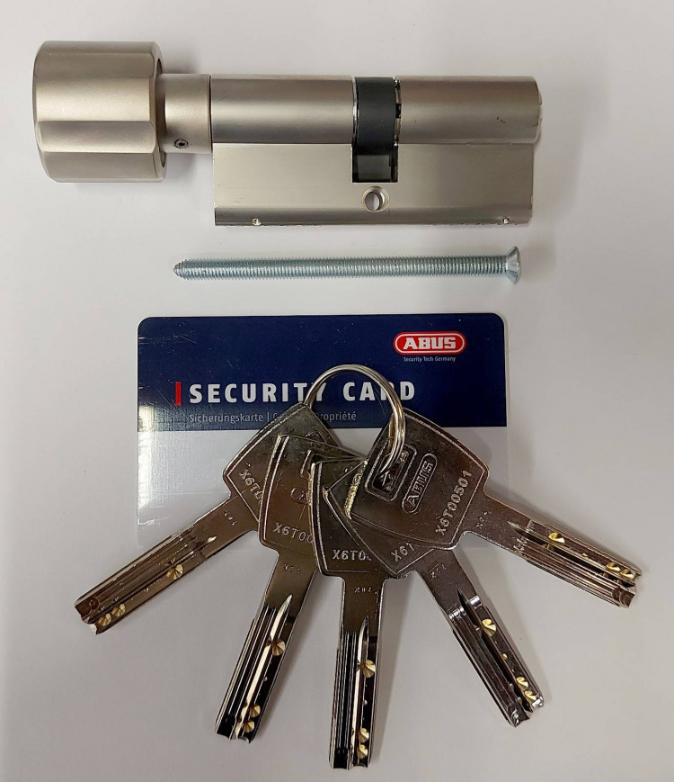 Механизм цилиндровый Abus X6 (Абус) 70 мм (30*40) никель, кл/вертушка
