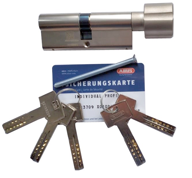 Механизм цилиндровый Abus X12R (Абус) 95 мм (45*50) никель, кл/вертушка