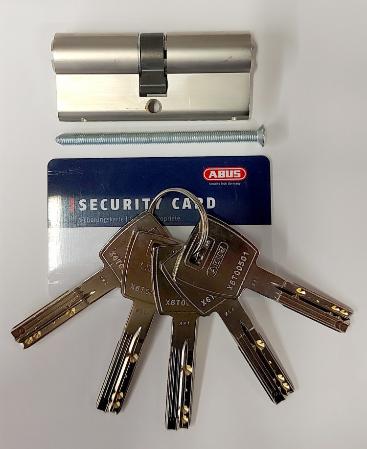 Механизм цилиндровый Abus X6 (Абус) 90 мм (30*60) никель, кл/ключ